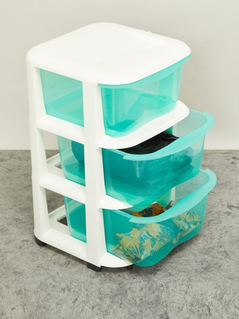 

Home Centre Green & White Solid Omnia Three-Tier Drawer Cabinet