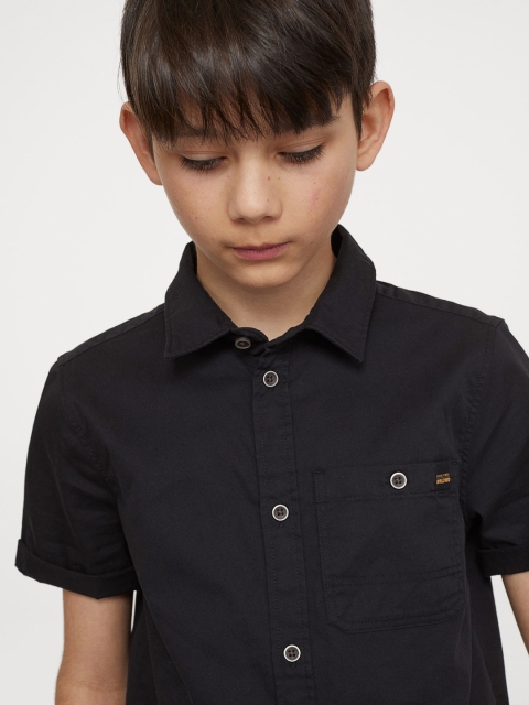 

H&M Boys Short-sleeved cotton shirt, Black