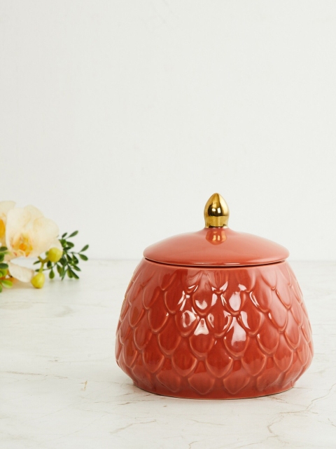 

Home Centre Rust Brown Splendid Textured Decorative Jar With Lid