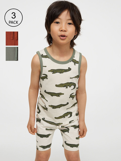

H&M Boys 3-Pack Pure Cotton Jersey Shorts, Beige