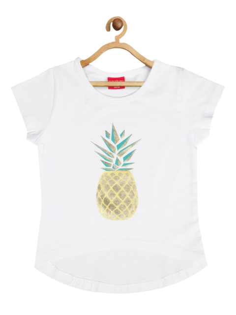 

Tiny Girl White & Yellow Regular Top