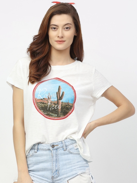 

Rigo White Printed Regular Crop Top