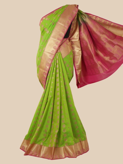 

Pothys Green Paisley Zari Silk Blend Saree