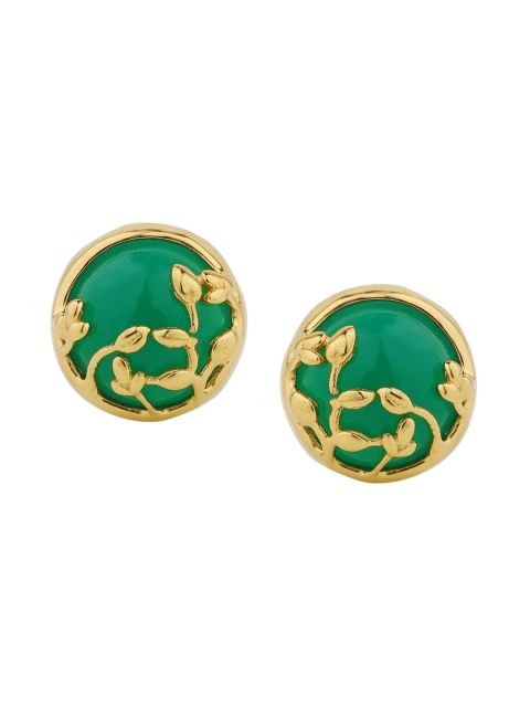 

Chumbak Yellow Sterling Silver Plated Contemporary Green Onyx Studs Earrings