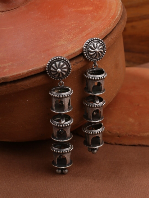 

Infuzze Silver Contemporary Silver-Plated Drop Earrings