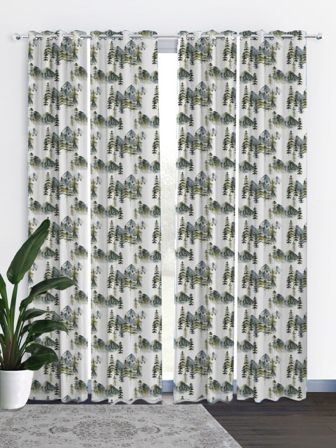

HOUZZCODE White & Grey Set of 4 Black Out Door Curtain