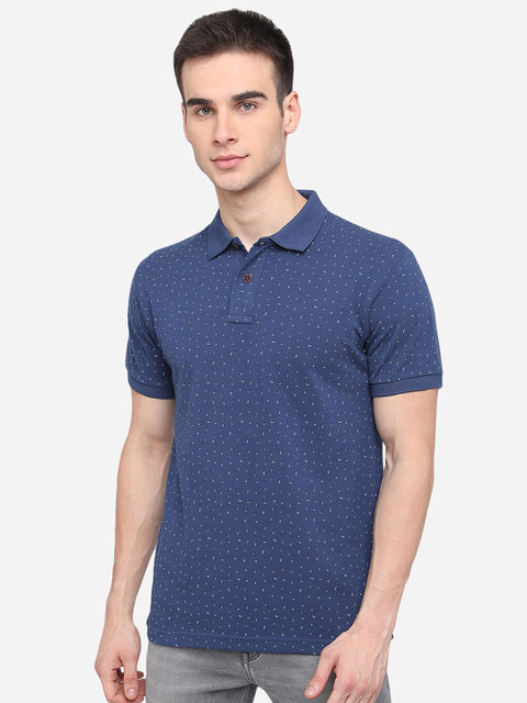 

Greenfibre Men vy Blue Polo Collar Slim Fit T-shirt, Navy blue
