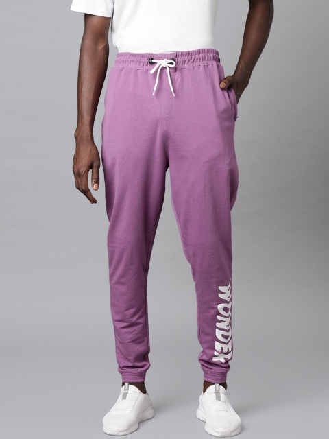 

Blue Saint Men Purple & White Solid Slim-Fit Cotton Joggers