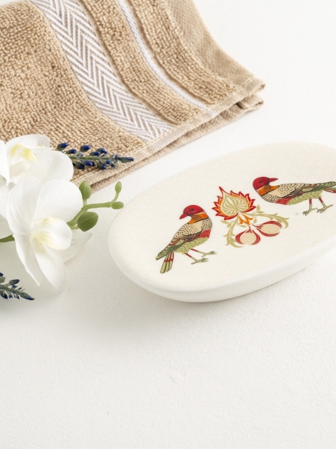 

Home Centre White & Red Palampore Printed Ceramic Soap Dish