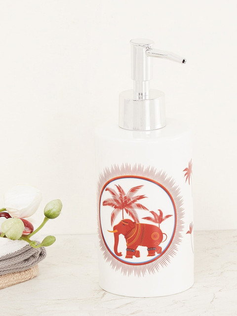 

Home Centre Red & White Coromandel Printed Ceramic Soap Dispenser