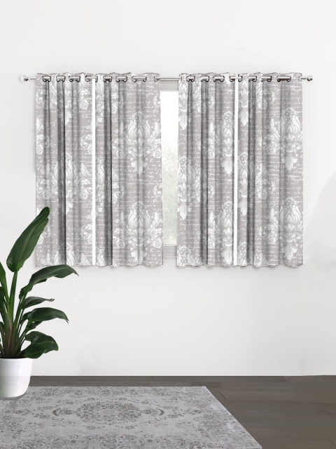 

HOUZZCODE Grey & White Set of 4 Curtains