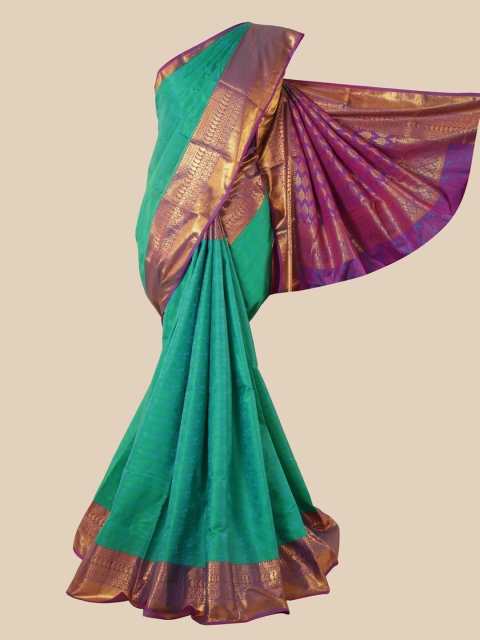 

Pothys Green Zari Silk Blend Saree