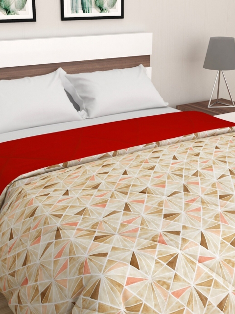 

Home Centre Peach-Coloured & Brown Geometric AC Room 110 GSM Double Bed Blanket