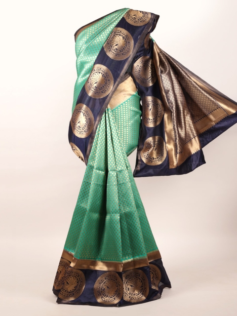 

Pothys Blue & Green Woven Design Zari Pure Silk Banarasi Saree