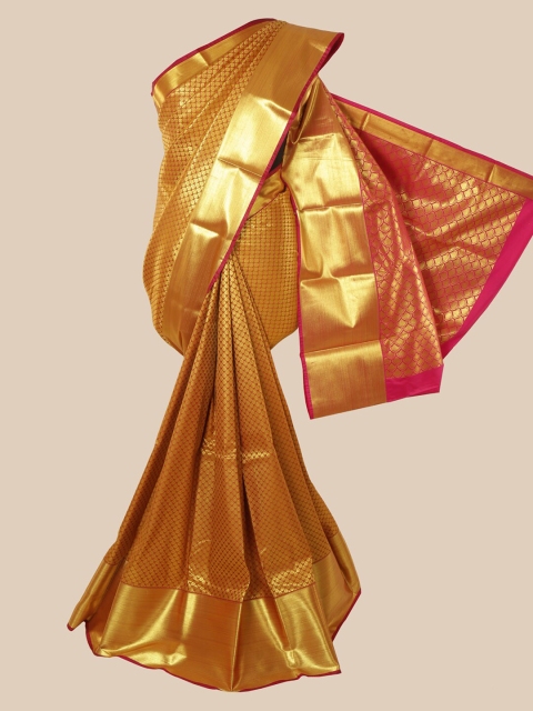 

Pothys Mustard Ethnic Motifs Silk Blend Saree