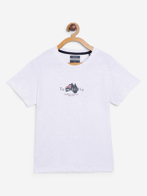 

Octave Boys White Printed T-shirt
