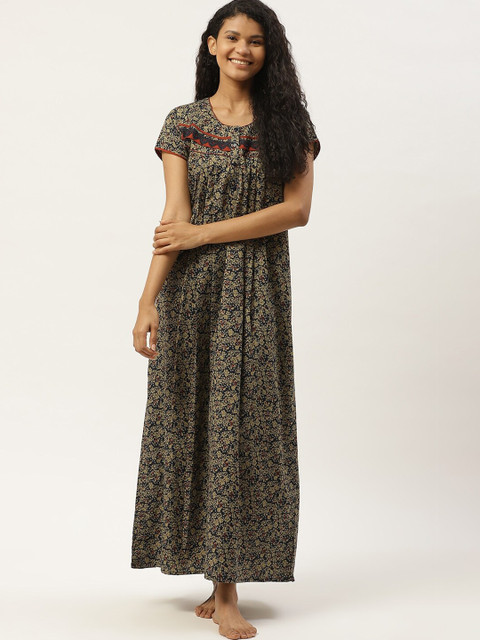 

Sweet Dreams Blue & Beige Printed Nightdress