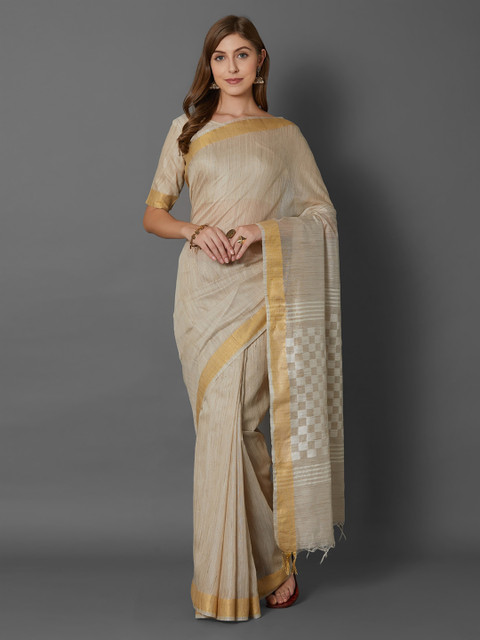 

Mitera Beige Art Silk Bhagalpuri Saree
