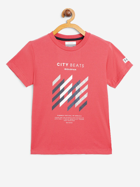 

Octave Boys Coral Typography Printed T-shirt