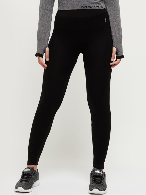 max Women Black Solid Ankle-Length Leggings
