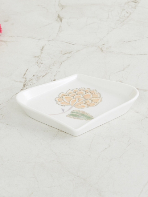 

Home Centre White & Beige Floral Printed Organic Apsley Ceramic Soap Dish