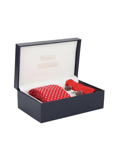 Peter England Men Red Self-Design Accessory Gift Set
