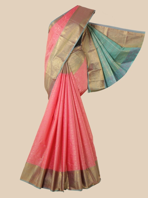 

Pothys Pink & Blue Ethnic Motifs Silk Blend Saree