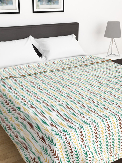 

Home Centre White & Green Abstract AC Room 210 GSM Double Bed Dohar