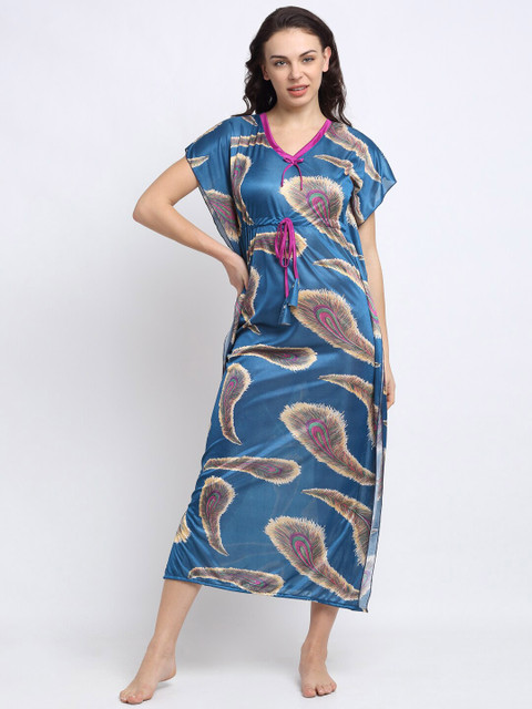 

NEUDIS Blue & Pink Printed Nightdress