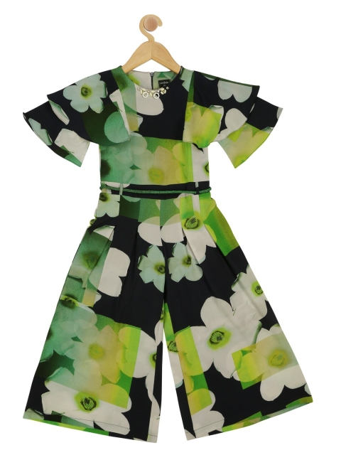

Tiny Girl Girls Green & Navy Blue Printed Basic Jumpsuit