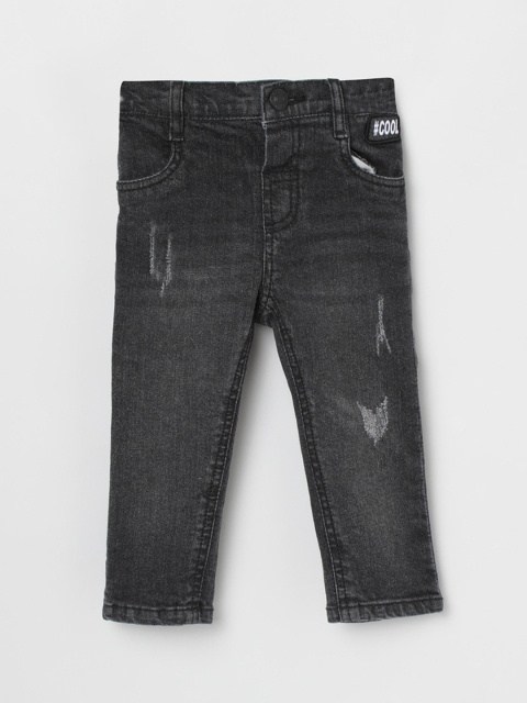 

max Boys Black Mildly Distressed Light Fade Jeans