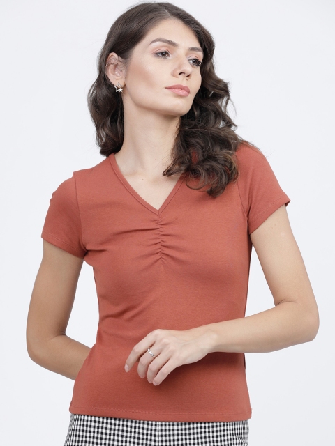 

Tokyo Talkies Rust Brown Fitted Top