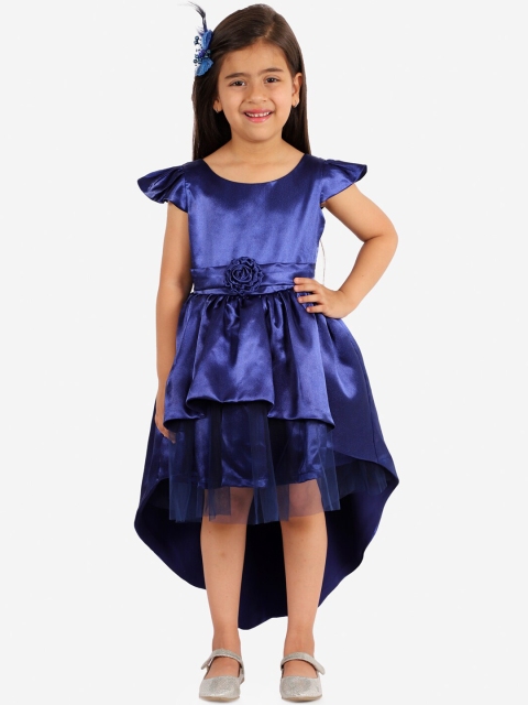 

JBN Creation Girls Blue Silk Satin Dress