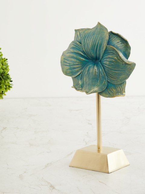 

Home Centre Teal Blue & Gold-Toned Flower Table Accent