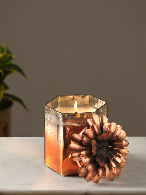 

Amoliconcepts Set of 2 Copper Solid Exquisite Flower Design Lid Candle Holder