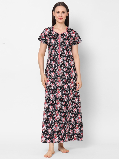 

Sweet Dreams Black & Pink Printed Maxi Nightdress