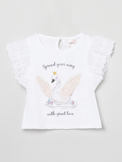 

max White Printed Regular Top