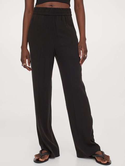 

H&M Womans Wide pull-on trousers, Black