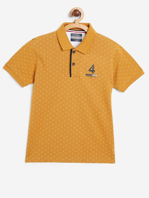 

Octave Boys Mustard Yellow & White Printed Polo Collar T-shirt