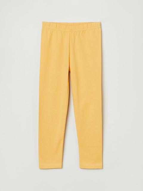 

max Girls Yellow Solid Ankle-Length Leggings