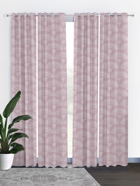 

HOUZZCODE Violet & White Set of 4 Curtains