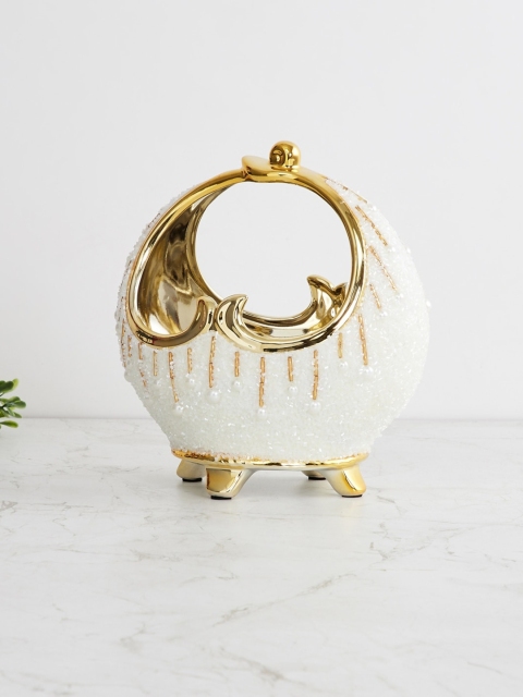 

Home Centre White & Gold-Toned Ajmer Hendrix Textured Basket Table Accent