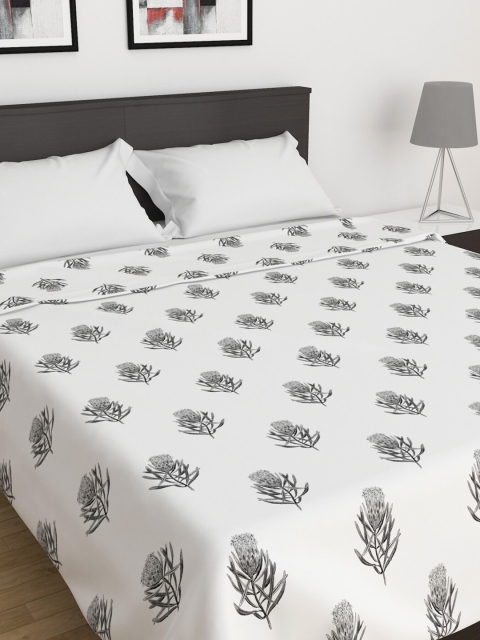 

Home Centre White & Grey Floral AC Room 210 GSM Double Bed Dohar