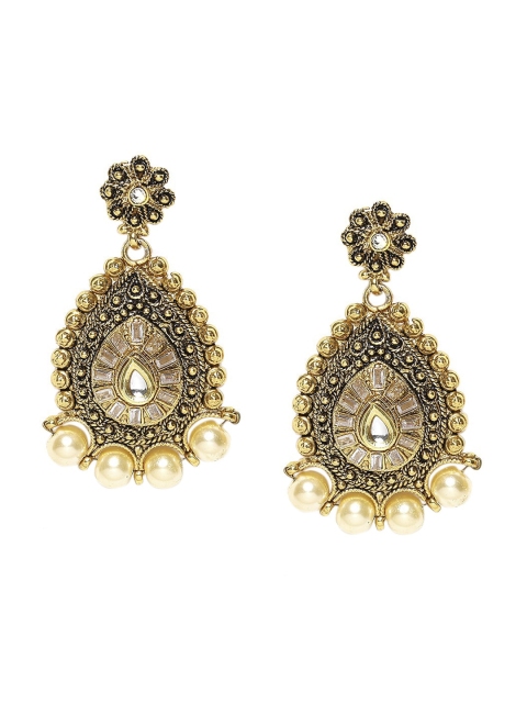 

PANASH Gold-Plated Teardrop-Shaped Drop Earrings