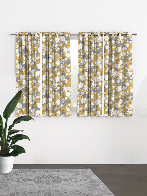 

HOUZZCODE Tan & Grey Set of 4 Curtains