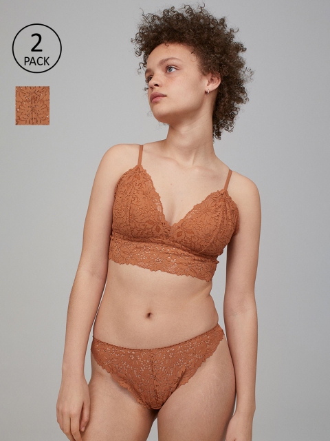 

H&M Brown 2-Pack Lace Brazilian Briefs