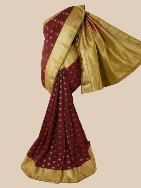 

Pothys Maroon Ethnic Motifs Zari Silk Blend Saree