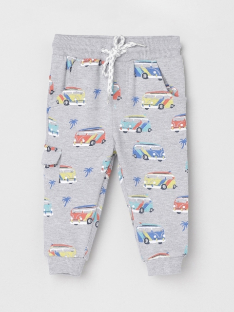 

max Boys Grey Printed Joggers Trousers