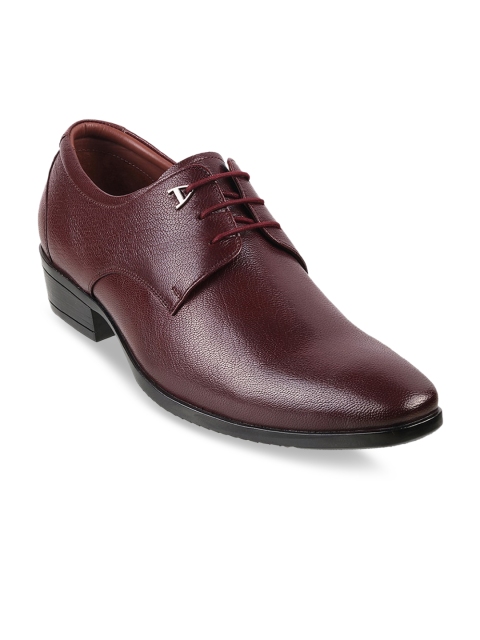 

Mochi Men Burgundy Solid Leather Formal Derbys