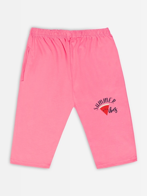 

Punkster Girls Set of 2 Pink & Navy Blue Printed Capris
